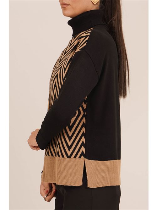 Maglia in misto lana GM by Gai Mattiolo | GM4374NERO/CAMMELLO